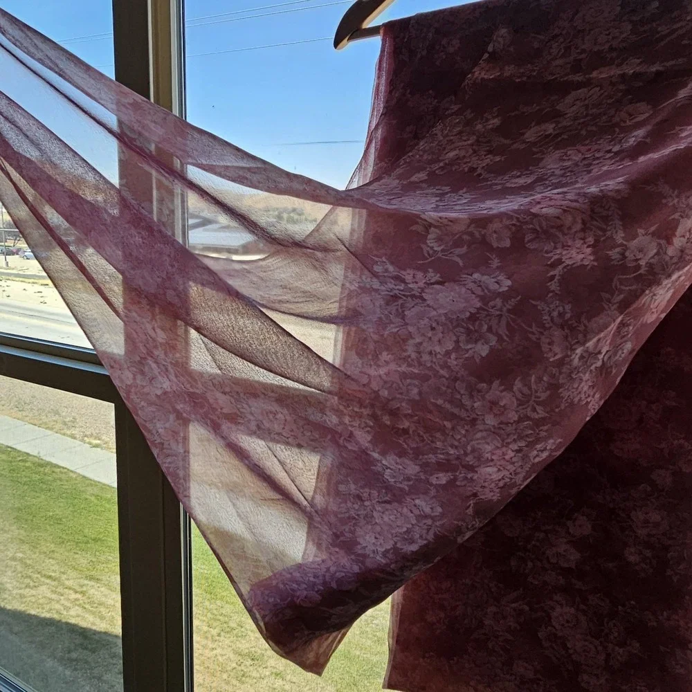 Vintage 2000s Sheer Mauve 4+ Yards Dogwood Rose Floral Flower Fabric #34